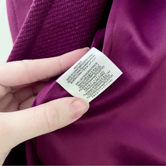 BCBGMaxAzria NWT Notch Collar Single-Breasted Riding Peacoat Trench in Raspberry - Picture 7 of 11